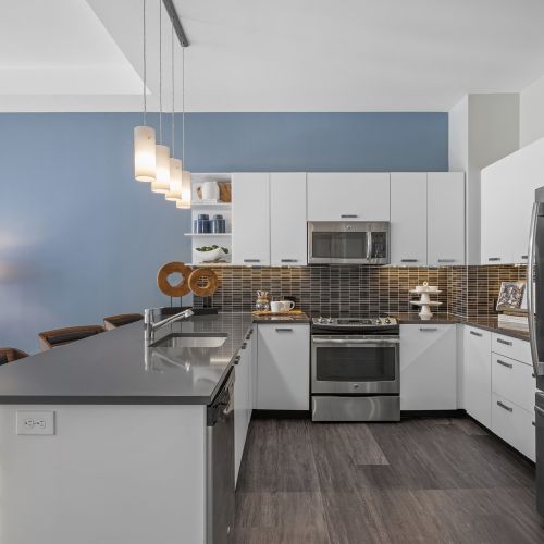 Kitchen view in apartments.