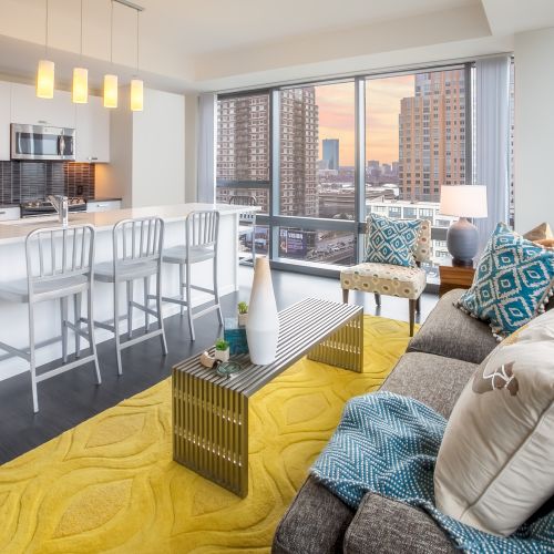 Corner living room model.