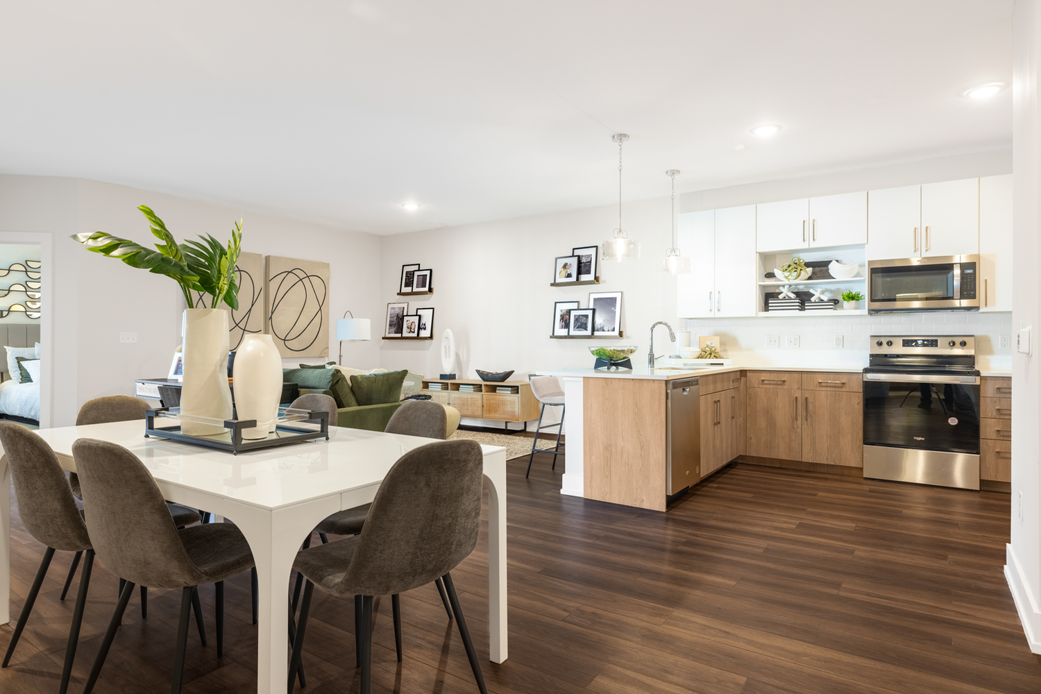Compass at The Grove : Spacious cook friendly kitchens with full wall tile backsplashes