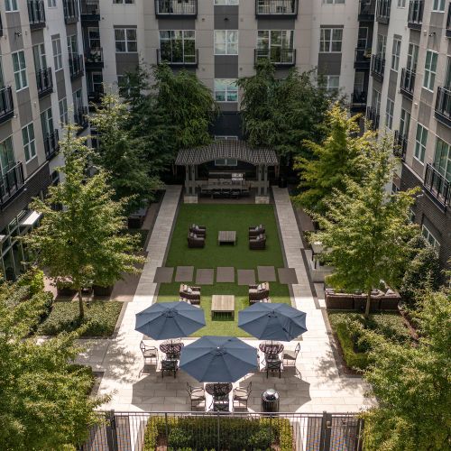 Expansive outdoor courtyard for gathering and entertaining