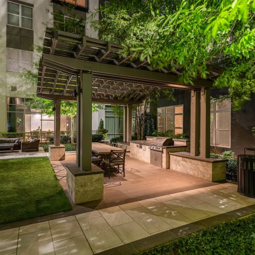 Outdoor kitchen and grill area