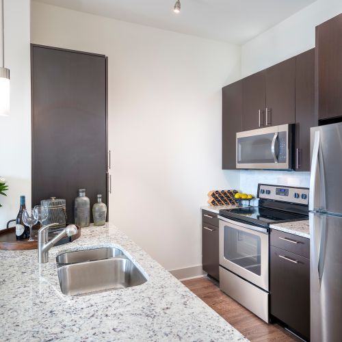 Gourmet chef's kitchen with stainless steel appliances