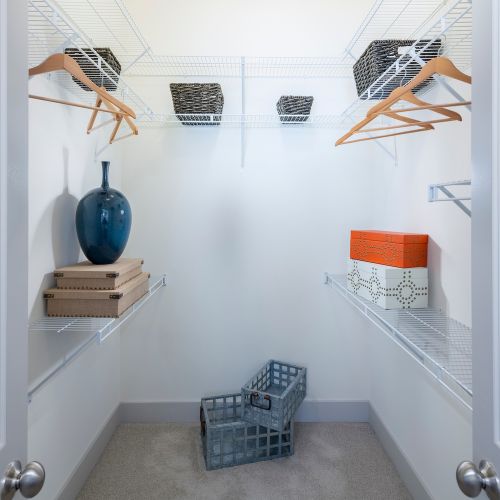 Custom space-saving double-hung walk-in closets