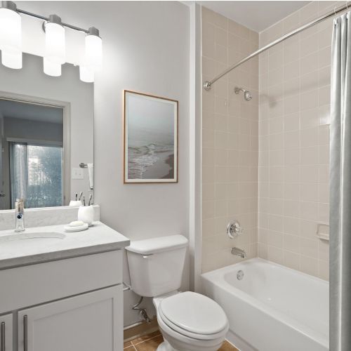 Elegant ceramic tile in our renovated bathrooms