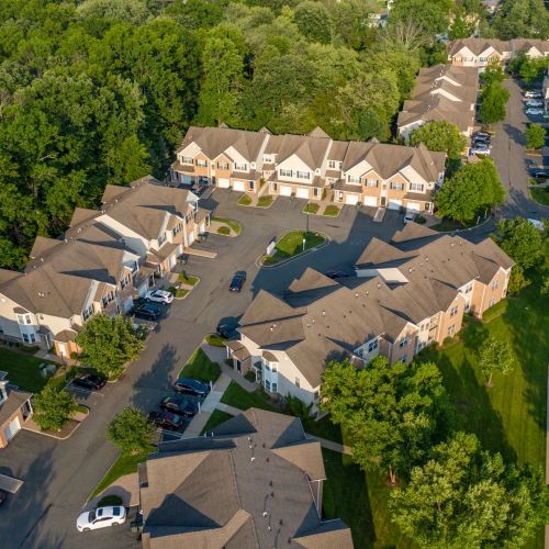 Aerial view of community and residences 