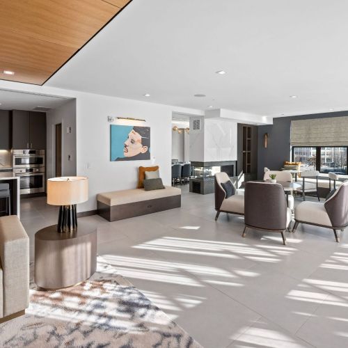 Resident lounge with multiple seating areas for entertainment