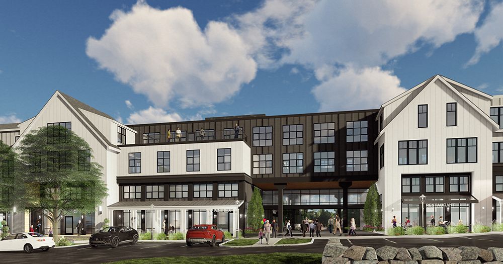 The Pinehills luxury apartment exterior view in Boston, MA.