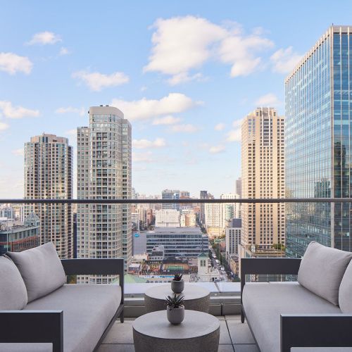 Entertain guests after dark from the terraces on floors 28 and 29. 