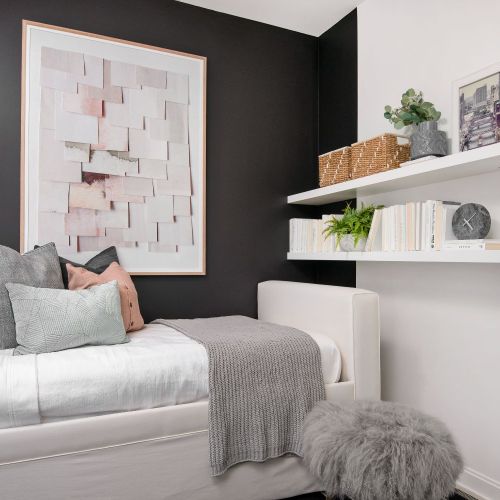 Form follows function in our neatly-designed convertible office/guest spaces.