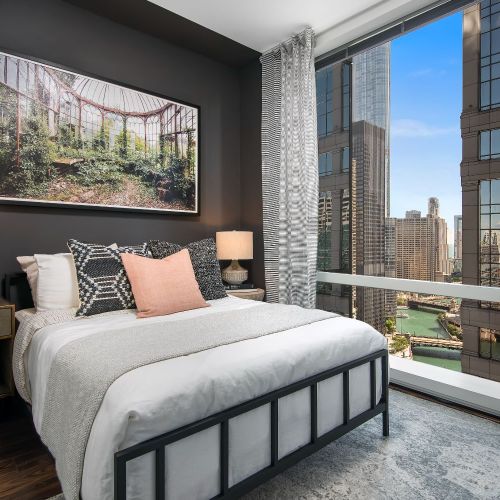 Each unit boasts a full-size, stacked washer and dryer and solid-core wood interior doors for quiet.