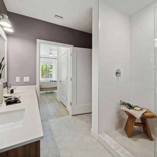 Stand up shower in select residences 