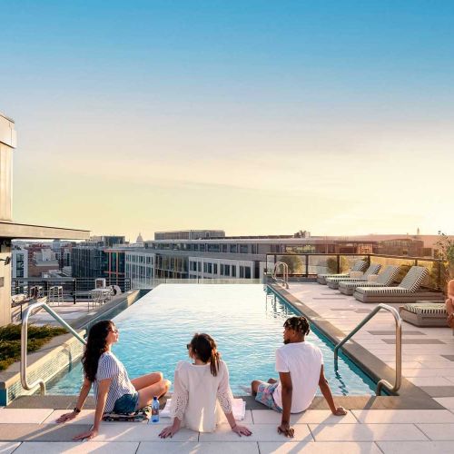 Heated rooftop infinity pool with breathtaking views of the Capitol