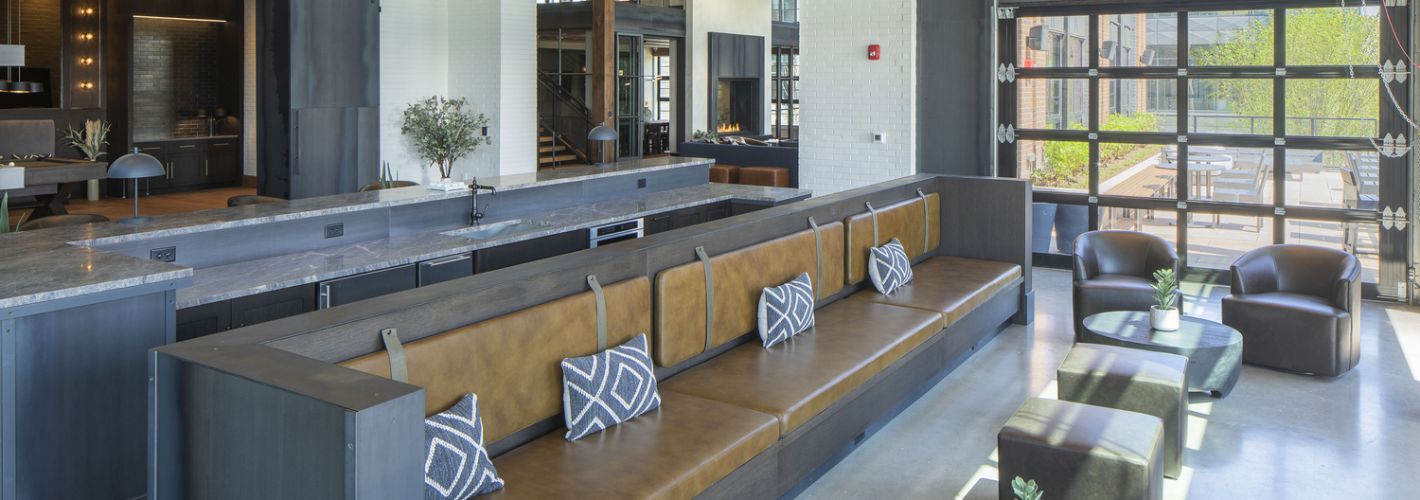 Rye House : Industrial ambience and forward-thinking design elements reference Baltimores past glory and modern renaissance.