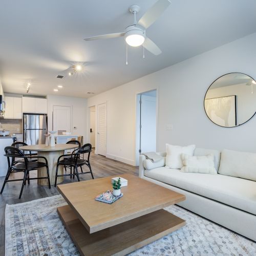 Living room looking towards kitchen	
