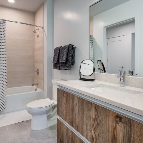 Bathroom looking towards bed	