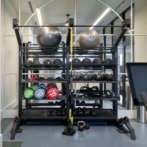 Fitness center with flex studio and spin bikes