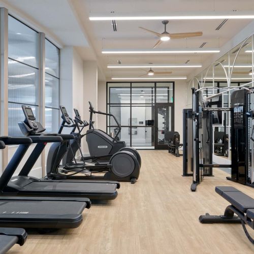 Fitness center with flex studio and spin bikes