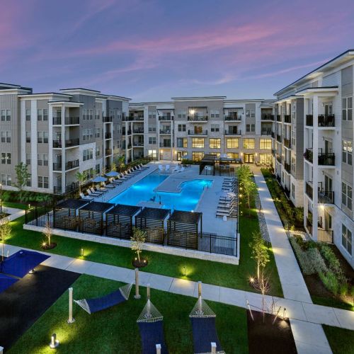 Elegant pool with beach entry