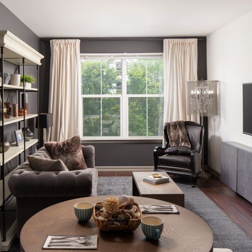 Soaring 6-foot windows with wooded views