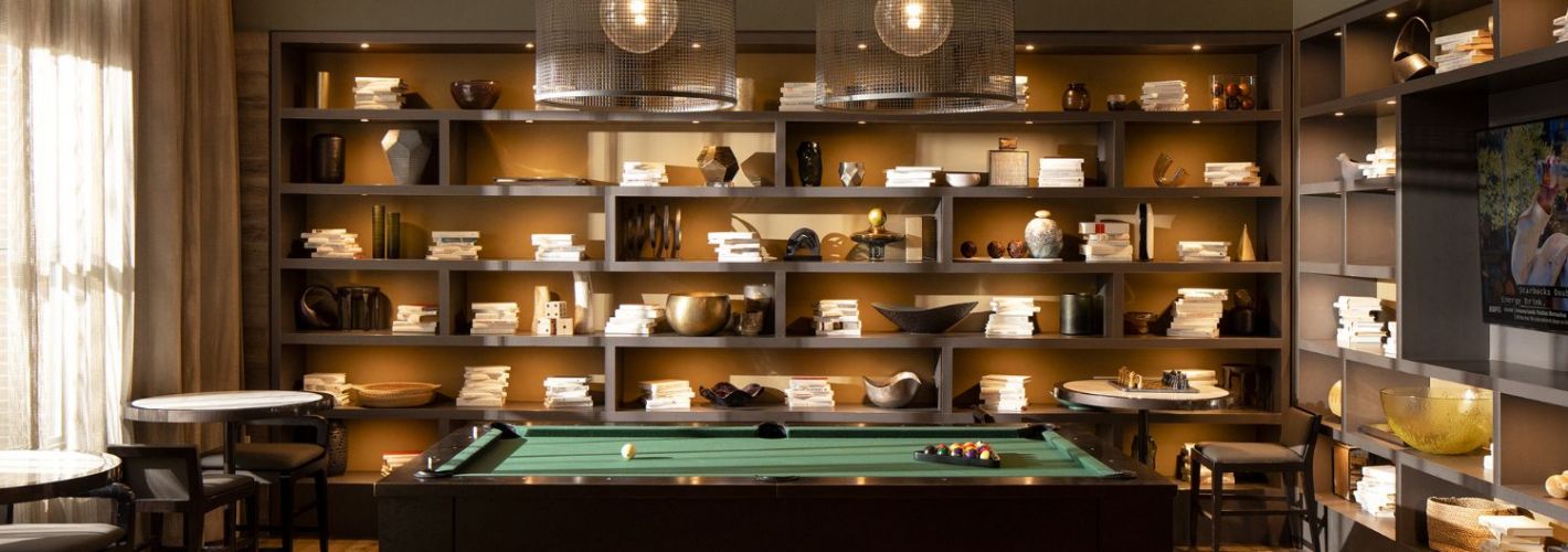 The Frasier : Stately Lobby Lounge with an abundant library and classic billiards table