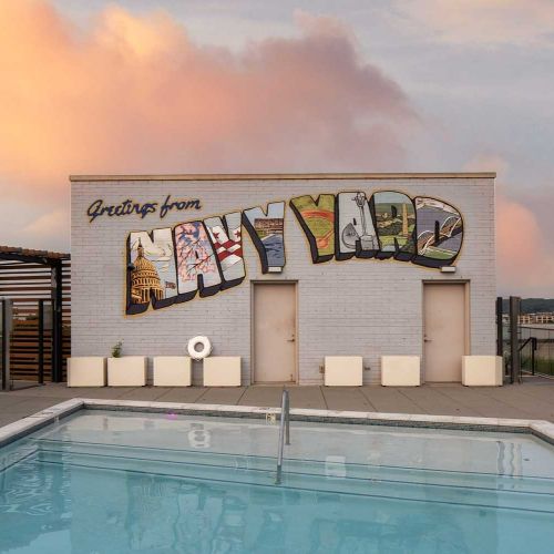 Rooftop pool designed with the aesthetic of the best resorts.