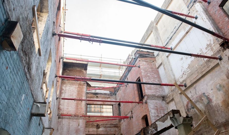 Beams, pillars, & walls at Bozzuto's Guardian House construction site.