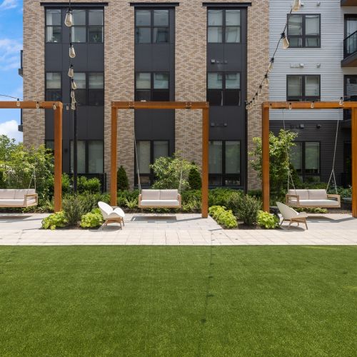 Play Cornhole in the Courtyard 