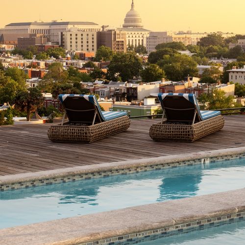 Enjoy the perfect blend of relaxation and entertainment in our rooftop pool paradise.