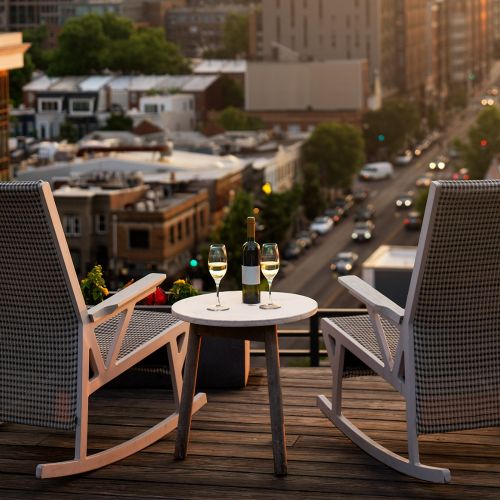 Reland and unwind with lucious city views and a glass of wine. 