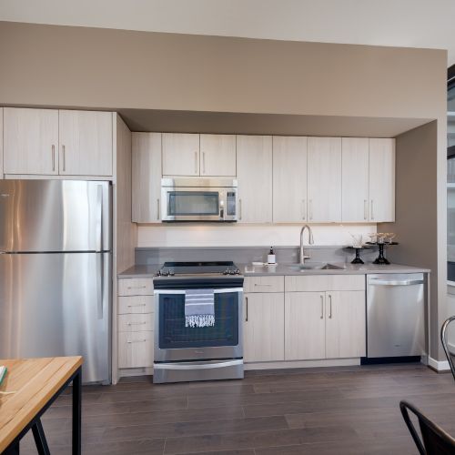 Enjoy our kitchens accompanied with stainless steel appliances.