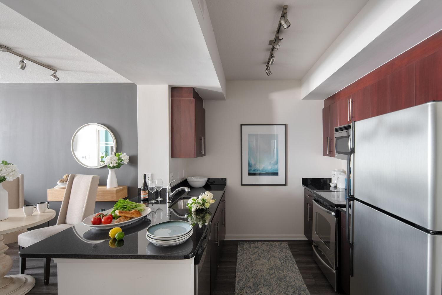 909 : Serve your favorite foods on our granite countertops.