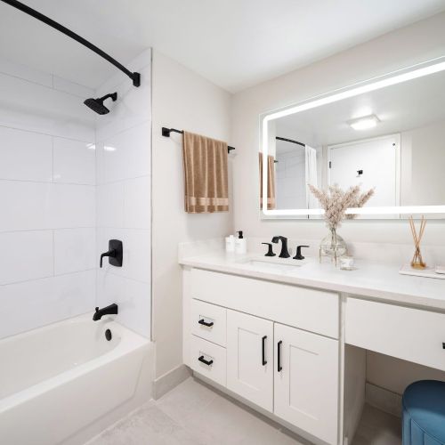 Our well-illuminated bathrooms are perfect for your morning routine. 