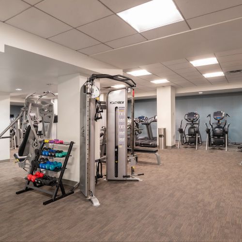 Our expansive fitness center is the perfect place for a serene workout. 