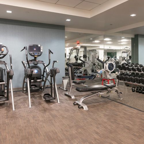 Our yoga and stretching area allows for tranquillity in your workout. 