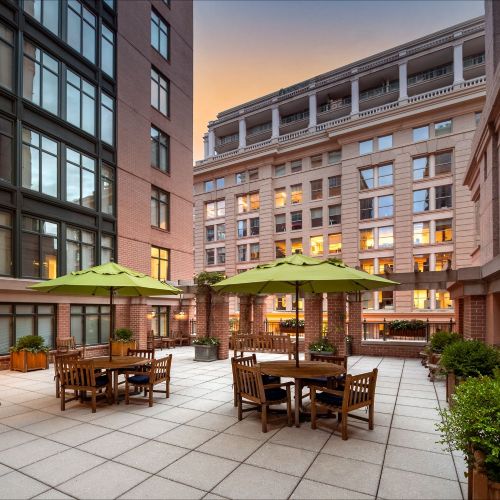 The tranquil outdoor courtyard is the space for you to unwind after a busy day. 