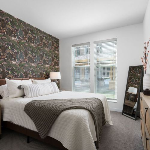 Plush bedroom carpets add warmth and texture.