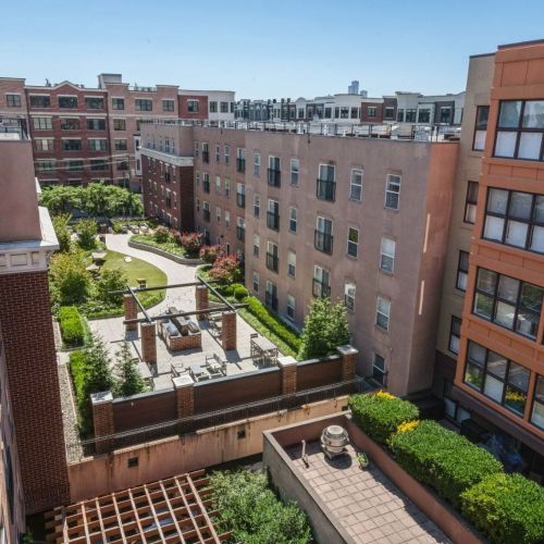 Bird eye view of courtyard from side angle