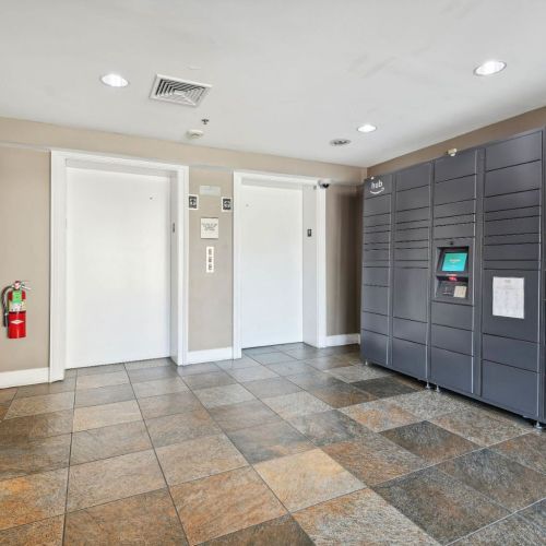 Mailroom with Amazon lockers
