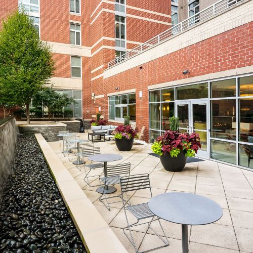 Enjoy a meal, or a meeting from our courtyard.