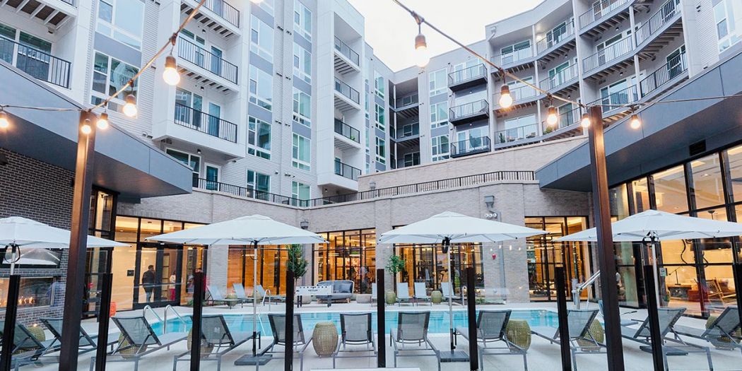 The Laureate luxury apartment pool area in Derwood, MD.