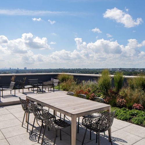 Rooftop dining with city views