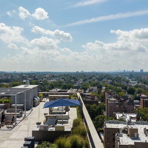 Views of rooftop amenity deck and Mt. Vernon