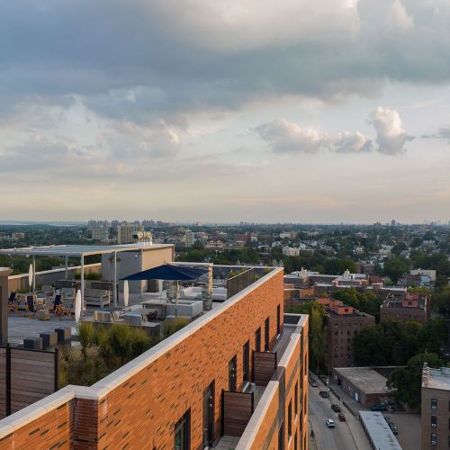 Views of rooftop amenity deck and Mt. Vernon