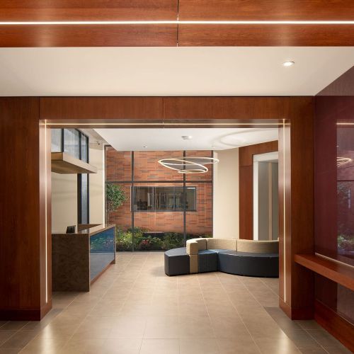 Lobby with views of our zen garden