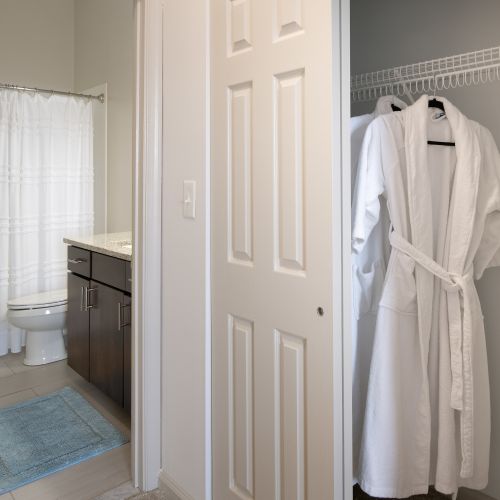 Bathroom and closet right next to each other in our guest suite 	