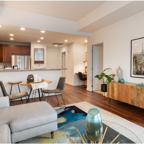 Bright and spacious floor plans with hardwood floors throughout the living area.