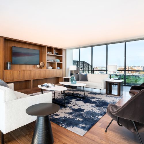 Rooftop Lounge with fireplace. 