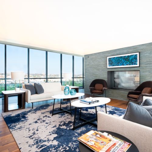 Rooftop Lounge with fireplace. 