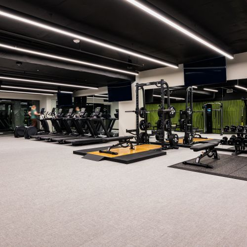 Fitness Centre with Peloton Bikes and private Yoga Studio.
