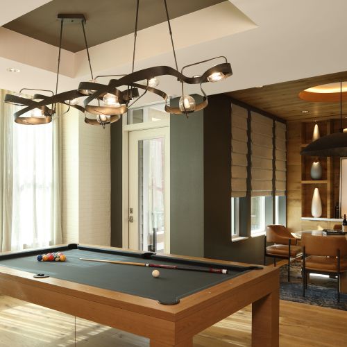 Pool table and entertainment spaces